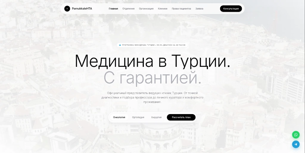 PamukkaleHTA health tourism agency website connecting Kazakhstan and Central Asian patients with leading accredited hospitals in Turkey